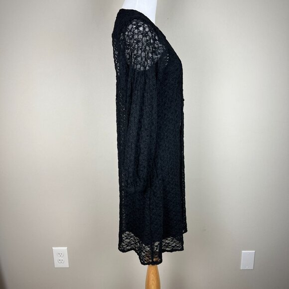 Patterson J Kincaid Dress Women Small Black Lace Floral Lined Long Sleeve V-Neck - Picture 7 of 14